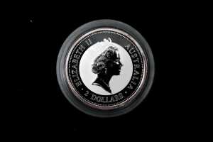 The Australian Kookaburra St George Privy Mark 1998 $2 silver proof coin, 2oz 99.9% pure silver - 2