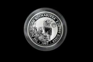 The Australian Kookaburra Threepence Privy Mark 1997 $2 silver proof coin, 2oz 99.9% pure silver