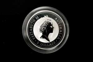 The Australian Kookaburra Threepence Privy Mark 1997 $2 silver proof coin, 2oz 99.9% pure silver - 2