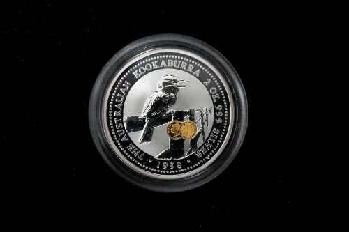 The Australian Kookaburra Shield Privy Mark 1998 silver proof coin, 2oz 99.9% pure silver