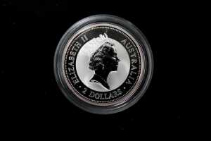 The Australian Kookaburra Shield Privy Mark 1998 silver proof coin, 2oz 99.9% pure silver - 2