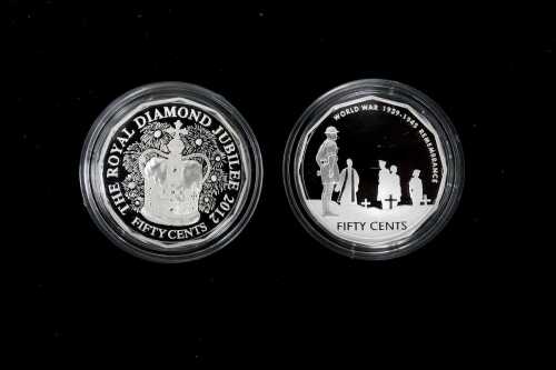 Two 50c silver proof coins totalling $1 and 36.48g 99.9% pure silver