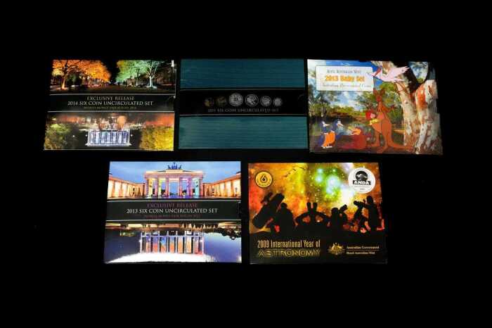 Five six-coin uncirculated sets