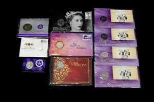 Group of assorted royalty themed collectable coins and PNCs