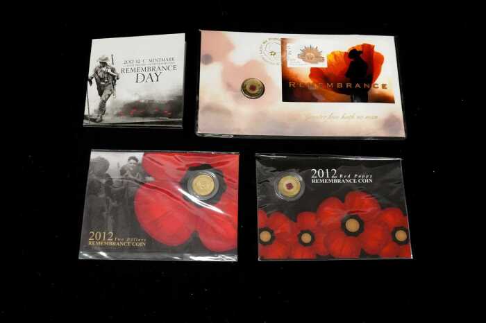 Four 2012 $2 Poppy coins