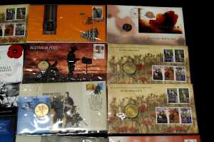 Group of remembrance themed collectable coins and PNCs - 2