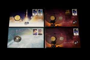 Four moon landing commemorative PNCs 2019