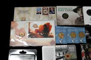A group of Australian PNCs and coloured $2 coins, Remembrance themes. - 2