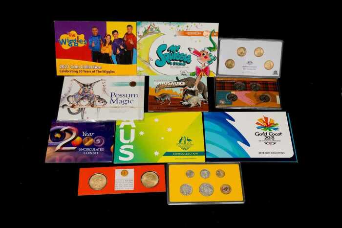 A group of uncirculated coin sets