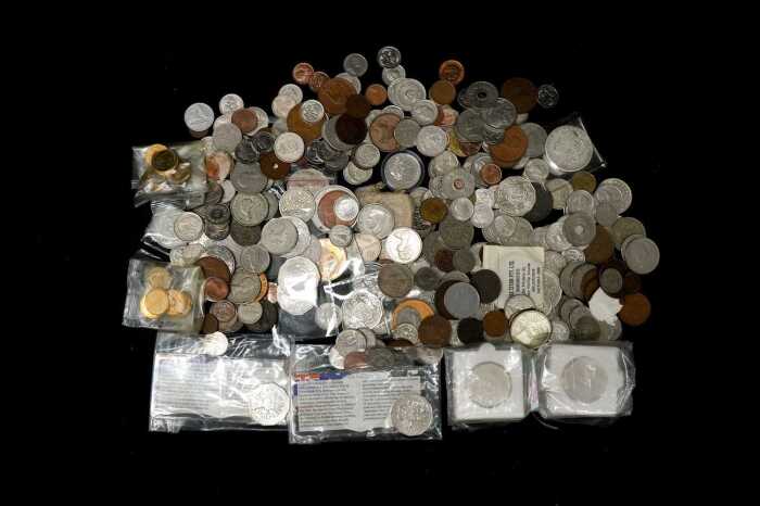 A group of assorted coins