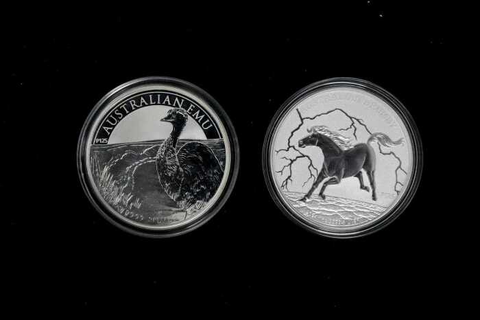 Two Australian silver proof coins, 2oz