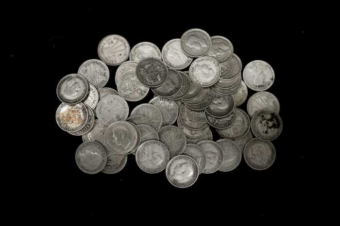 A group of Australian silver three penny coins