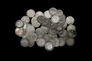 A group of Australian silver three penny coins