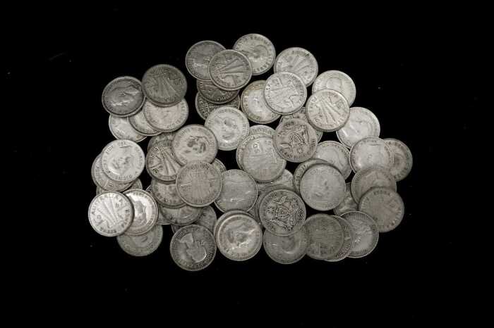 A group of Australian silver three penny coins