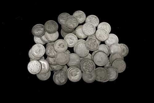 A group of Australian silver three penny coins