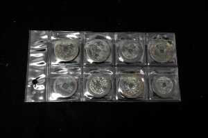 A set of eight Chinese coins