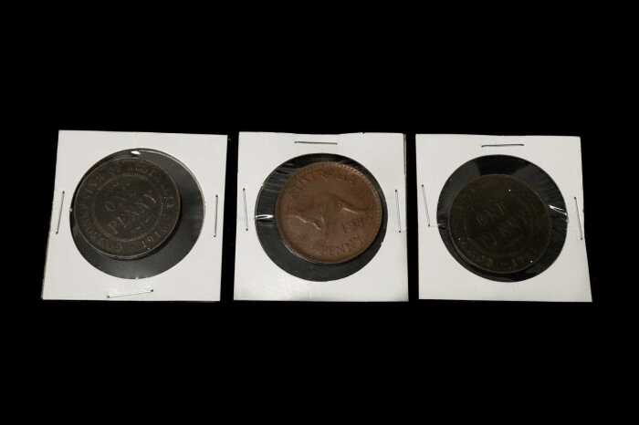 Three unusual Australian Pennies, 1916 & 1921 & 1952