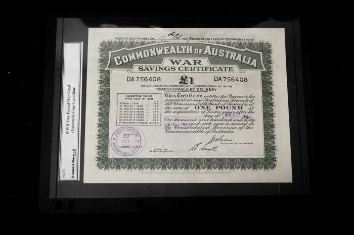 Commonwealth of Australia 1 Pound War Savings Certificate, 1942