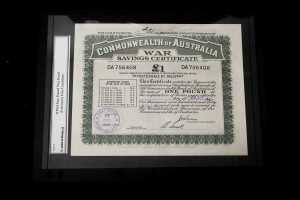 Commonwealth of Australia 1 Pound War Savings Certificate, 1942