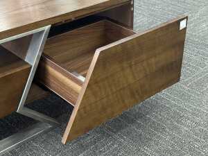Modern timber entertainment unit with metal base - 3
