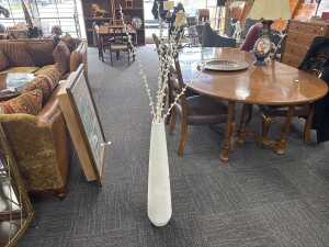 Contemporary ceramic floor vase with dry look white berry stems