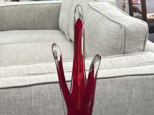 Cased clear and red art glass vase - 2
