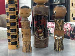 Four Japanese Kokeshi dolls - 3