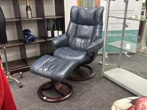 IMG Norway leather swivel recliner and matching footstool
