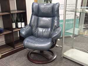 IMG Norway leather swivel recliner and matching footstool - 2
