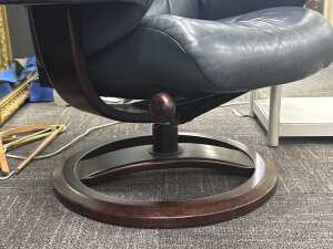 IMG Norway leather swivel recliner and matching footstool - 3