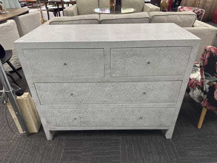 Decorative silver-finish chest of drawers
