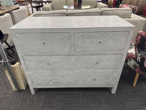 Decorative silver-finish chest of drawers