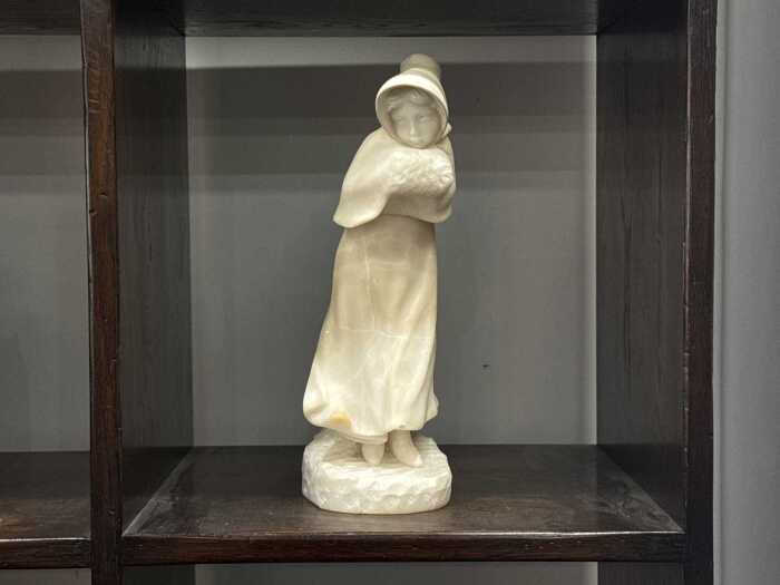 Carved marble regency-style lady figure