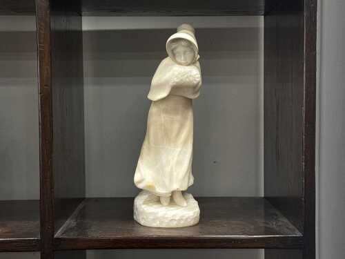 Carved marble regency-style lady figure