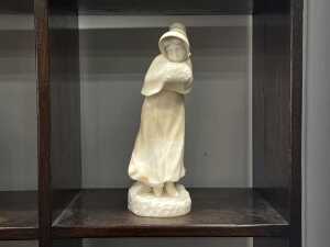 Carved marble regency-style lady figure