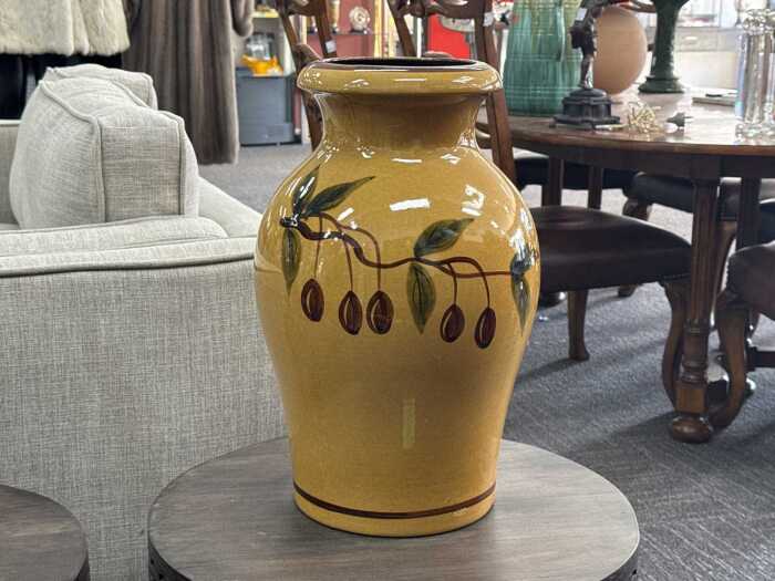 West German ceramic floor vase with olive decoration