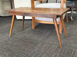Timber coffee table with intricate inlay elephant and palm tree scenes - 4