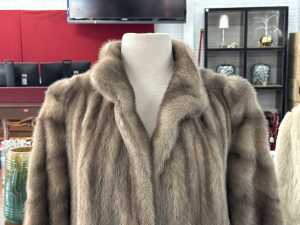 Silverblue stranded Natural Mink Coat with broderie lining - 3