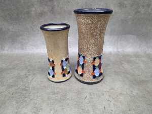 Pair of Amphora graduated ceramic vases with Art Deco geometric design - 2