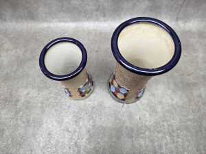 Pair of Amphora graduated ceramic vases with Art Deco geometric design - 4