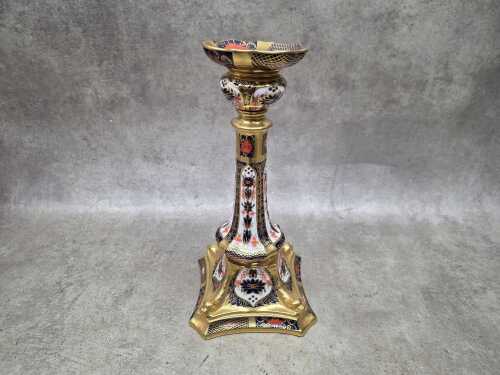 Royal Crown Derby Imari porcelain candlestick