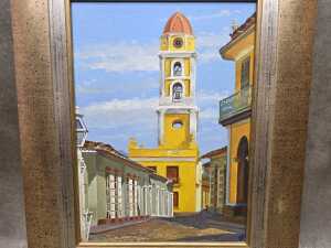 Artist unknown, street scene of Trinidad, Cuba. Oil painting on board - 2
