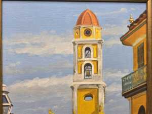 Artist unknown, street scene of Trinidad, Cuba. Oil painting on board - 3