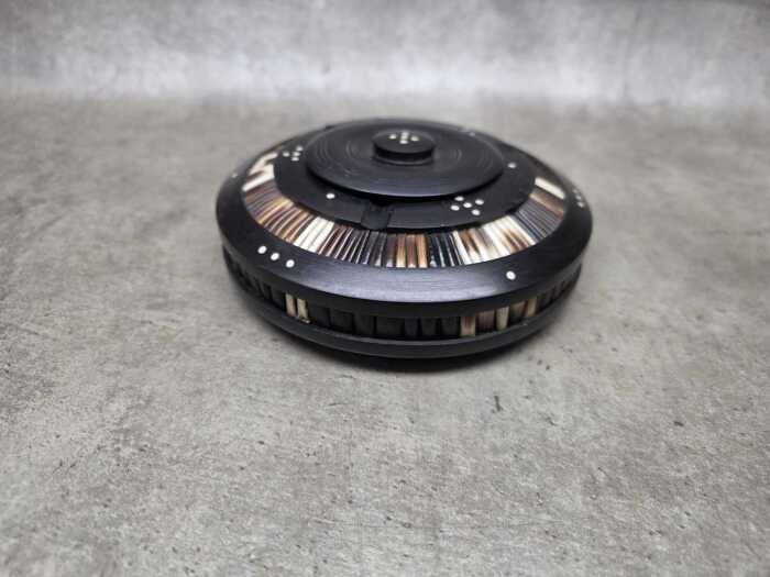 Ebony and porcupine quill lidded ashtray