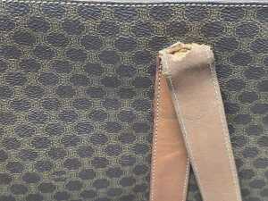 Designer-style brown and tan coated canvas shoulder tote bag - 4