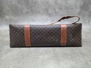 Designer-style brown and tan coated canvas shoulder tote bag - 6