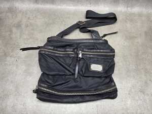 Designer-style black nylon crossbody bag