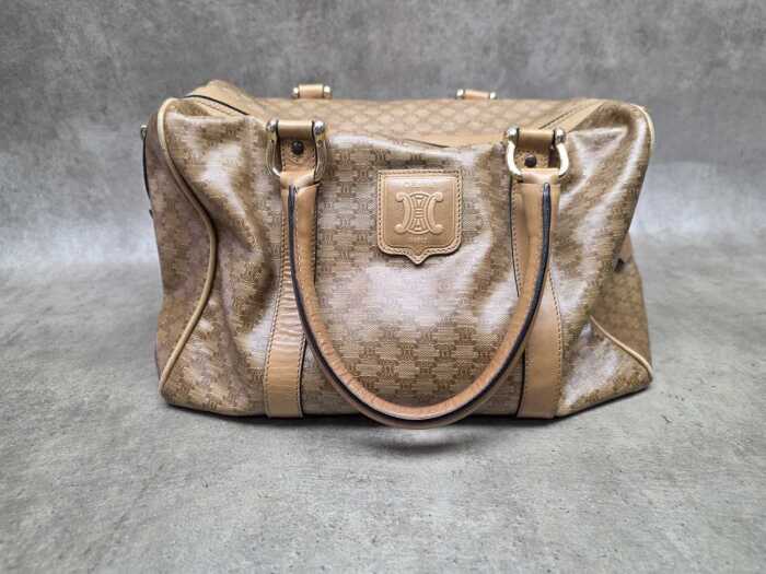 Designer-style brown handbag