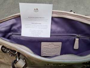 Designer style handbag in mushroom with silver hardware. - 4
