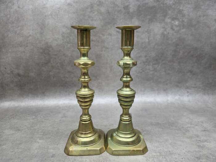 Pair of Victorian brass candlesticks